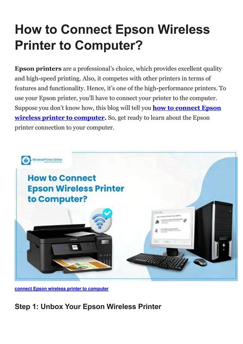 how to connect epson wireless printer to desktop