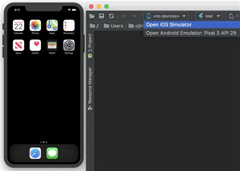 how to connect ios simulator to android studio
