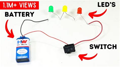 how to connect led light with switch using battery