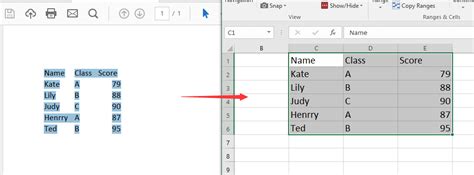 how to convert a pdf table in excel