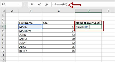 how to convert all cells to lowercase in excel