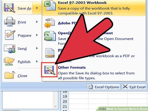 how to convert an excel sheet to word doc