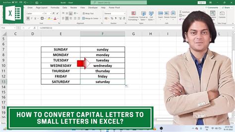 how to convert capital letters to small letters in excel