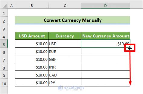 how to convert different currency to usd in excel
