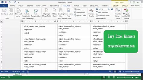 how to convert excel to word to print labels