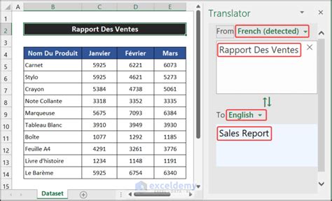 how to convert french text to english in excel