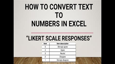 how to convert likert scale to numbers in excel