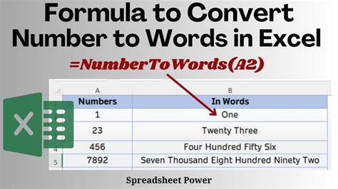 how to convert numbers to words in excel using formula