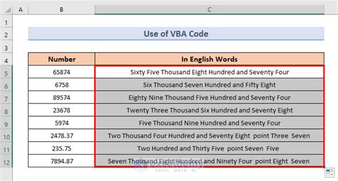 how to convert numeric value in english words in excel