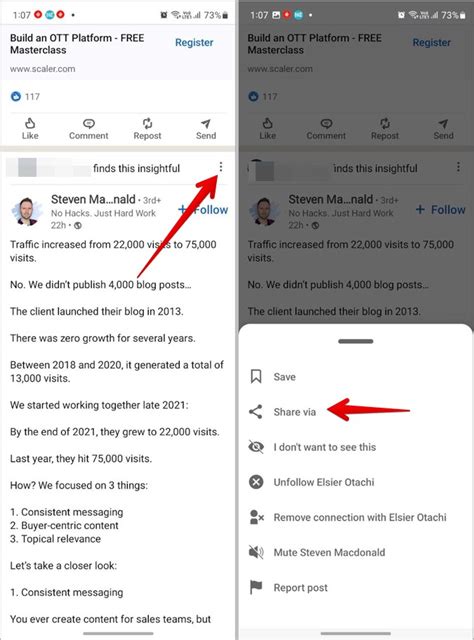 how to copy a linkedin post url