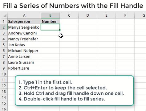 how to copy a series of numbers in excel