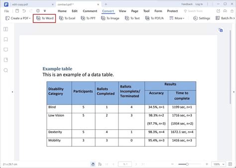 how to copy and paste a table from pdf to word