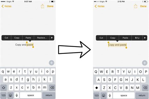 how to copy and paste a text in iphone