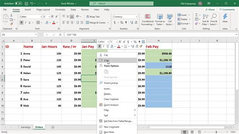 how to copy and paste data in excel with formula