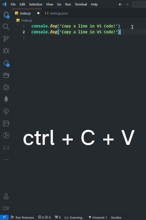 how to copy and paste down in vs code