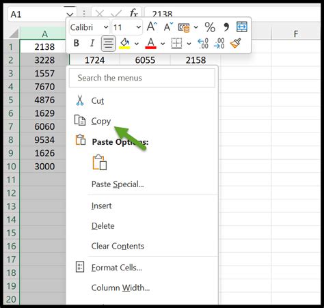 how to copy and paste number in excel