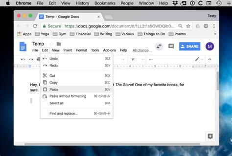 how to copy and paste on google docs without changing format