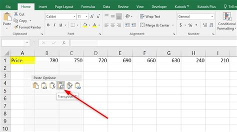 how to copy and paste one row in excel