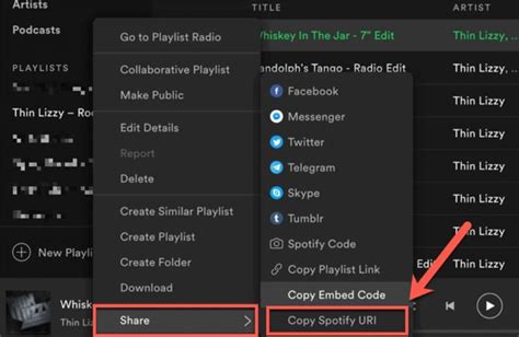 how to copy and paste playlist on spotify mobile
