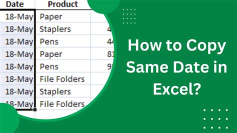 how to copy and paste the same date in excel