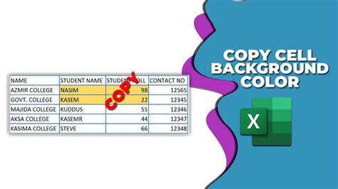 how to copy cell background color in excel