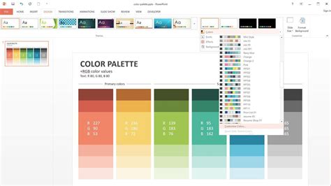 how to copy color palette from powerpoint to word