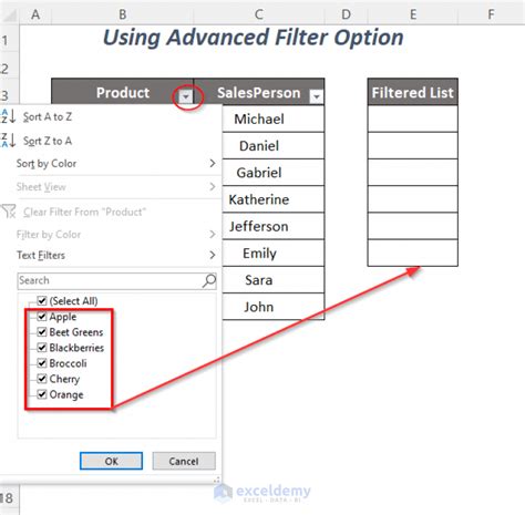 how to copy contents of a filter list in excel