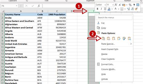 how to copy data in excel column