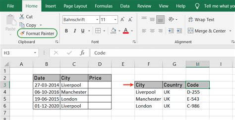 how to copy format in excel to other cells
