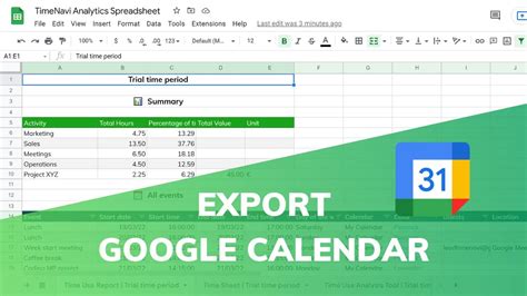 how to copy google calendar to excel