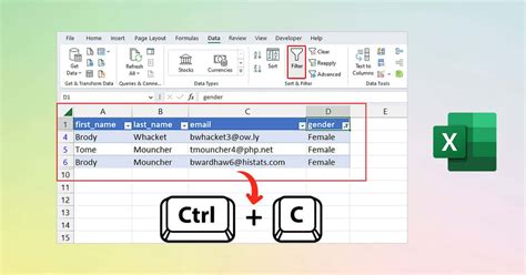 how to copy paste filtered data in excel shortcut