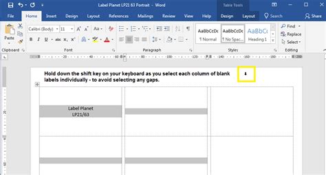 how to copy paste labels in word