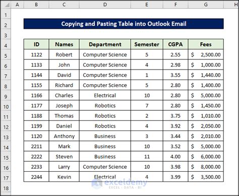how to copy table from email to excel