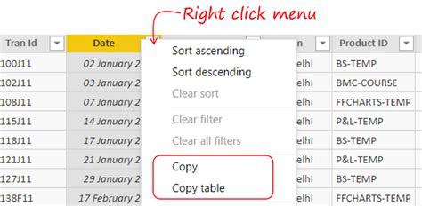 how to copy table from power bi to excel