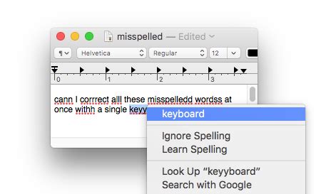 how to correct spelling on mac word
