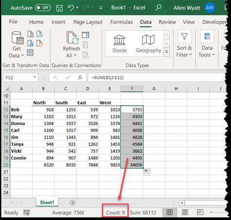 how to count all sheets in excel