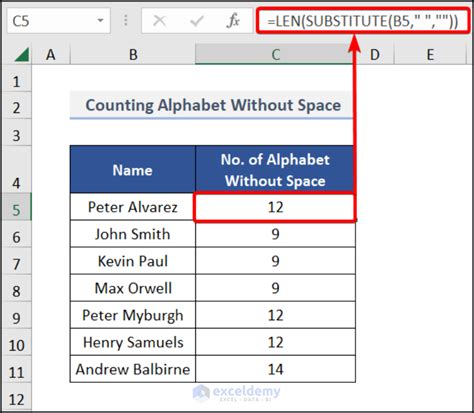 how to count alphabet in excel sheet