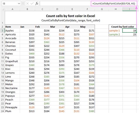 how to count cells in excel based on font color