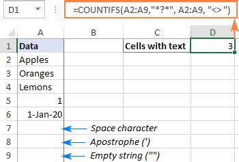 how to count cells with text