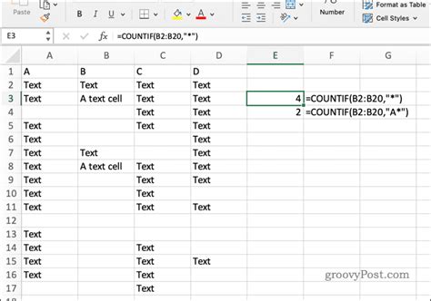 how to count cells with text and numbers in excel