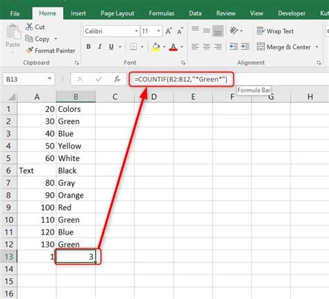 how to count excel cells with text