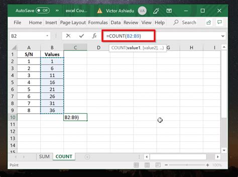 how to count from 1 to 100 in excel