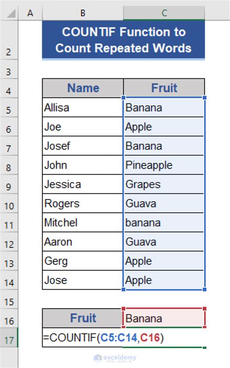 how to count how many times something is repeated in excel