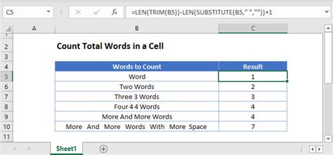 how to count how many words in a cell