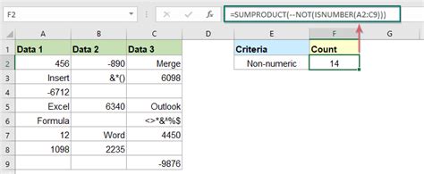 how to count non numeric values in excel formula