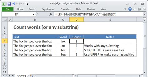 how to count number of words in a text in excel