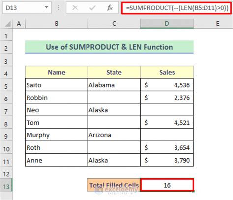 how to count only filled cells in excel