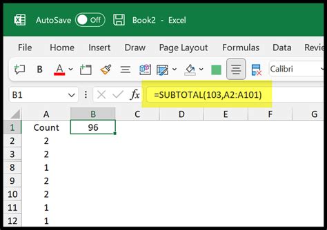how to count rows in excel without hidden rows