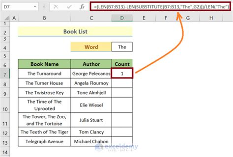 how to count specific words in excel row