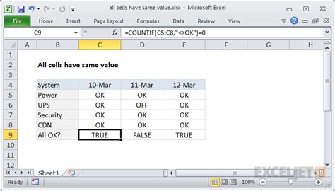 how to count the same values in excel cells